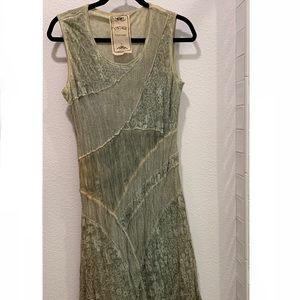 Vintage Concept Size Large Green Floral Lace Dress